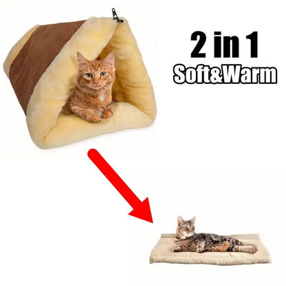 2-in-1 Fleece Cat Tunnel Bed & Folding Mat — Cave, Tunnel & Travel Mat