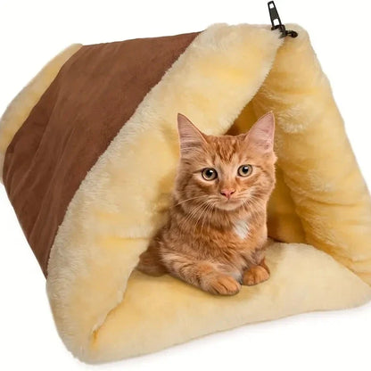 2-in-1 Fleece Cat Tunnel Bed & Folding Mat — Cave, Tunnel & Travel Mat