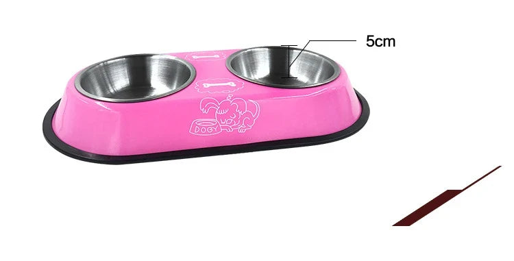 Stainless Steel Double Bowl Feeding Station for Dogs & Cats
