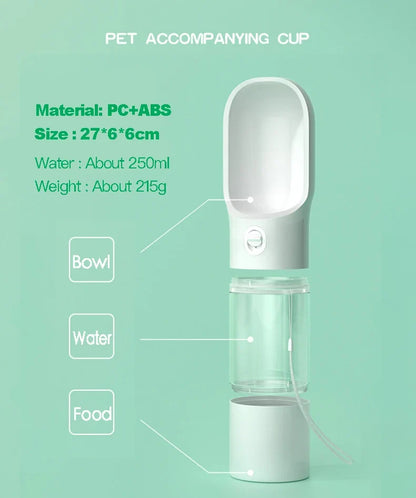 2-in-1 Pet Travel Water Bottle & Food Dispenser