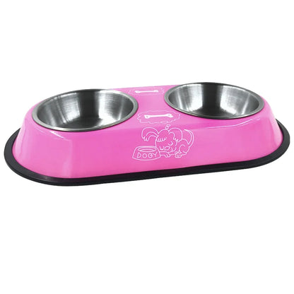 Stainless Steel Double Bowl Feeding Station for Dogs & Cats