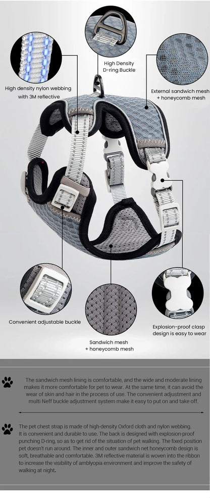 Reflective Mesh Harness Vest for Cats & Small Dogs