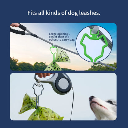 Dog Poop Bag Dispenser with Leash Clip Holder