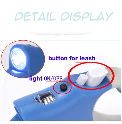 Retractable Dog Leash with Detachable LED Flashlight