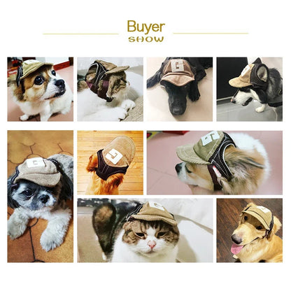 Breathable Dog Baseball Cap with Ear Holes