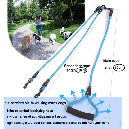 Multi-Dog Coupler Leash – Walk 2, 3 or 4 Dogs at Once