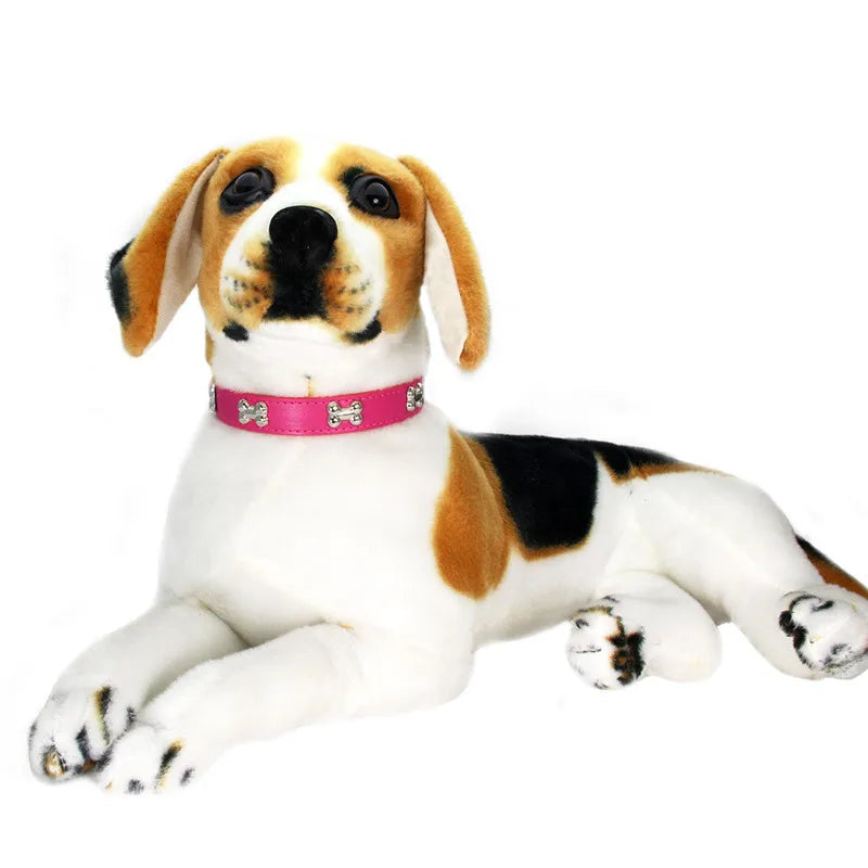 Leather Dog Collar with Bone Design