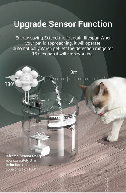Automatic Cat Water Fountain - Smart Sensor Pet Drinking Dispenser with Accessories