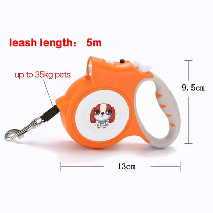 Retractable Dog Leash with Detachable LED Flashlight