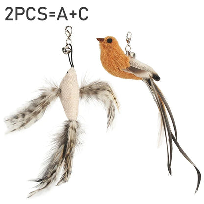 Feather Bird Cat Teaser Toy Set (2 Pack)