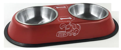 Stainless Steel Double Bowl Feeding Station for Dogs & Cats