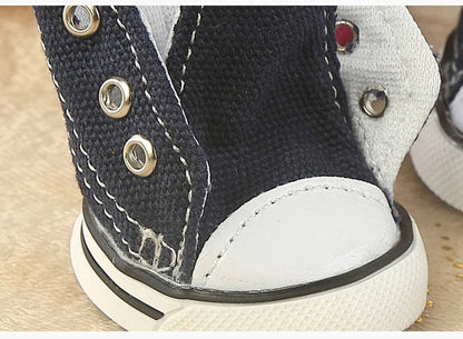 Denim Canvas Sneakers for Small Dogs – Set of 4