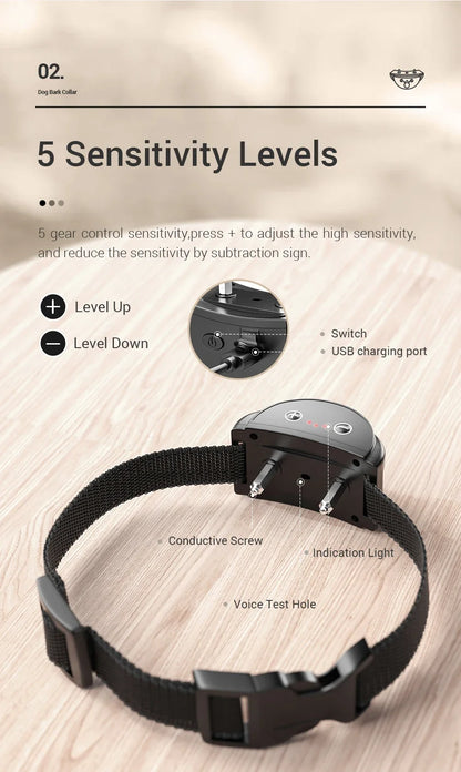 Intelligent Dog Training Collar - Rechargeable Bark Control System