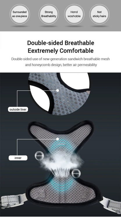 Reflective Mesh Harness Vest for Cats & Small Dogs