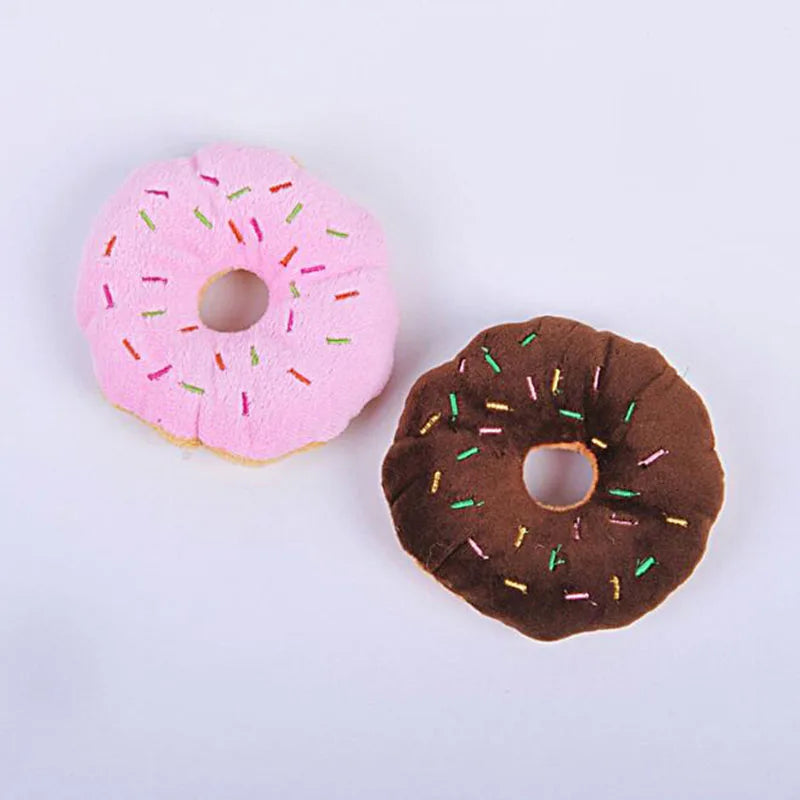 Soft Donut Squeaky Plush Dog Toy