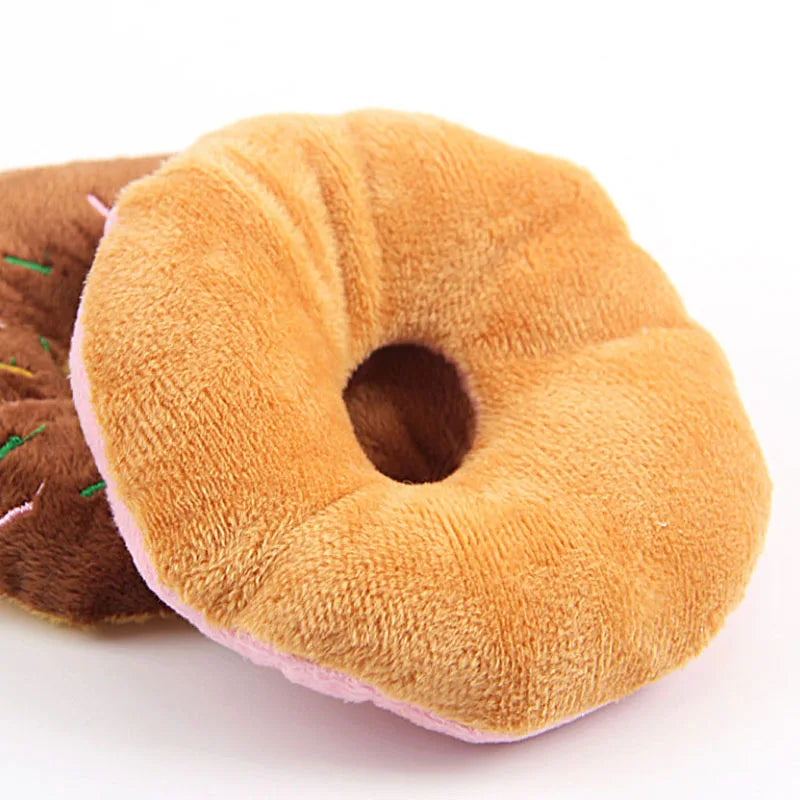 Soft Donut Squeaky Plush Dog Toy