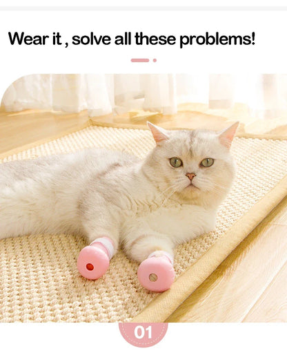 Anti-Scratch Silicone Paw Protector Boots for Cats – Set of 4