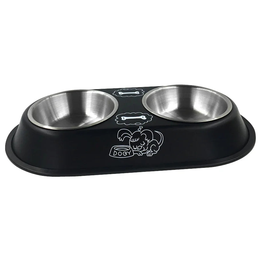 Stainless Steel Double Bowl Feeding Station for Dogs & Cats