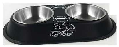 Stainless Steel Double Bowl Feeding Station for Dogs & Cats
