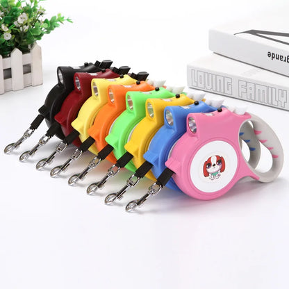 Retractable Dog Leash with Detachable LED Flashlight