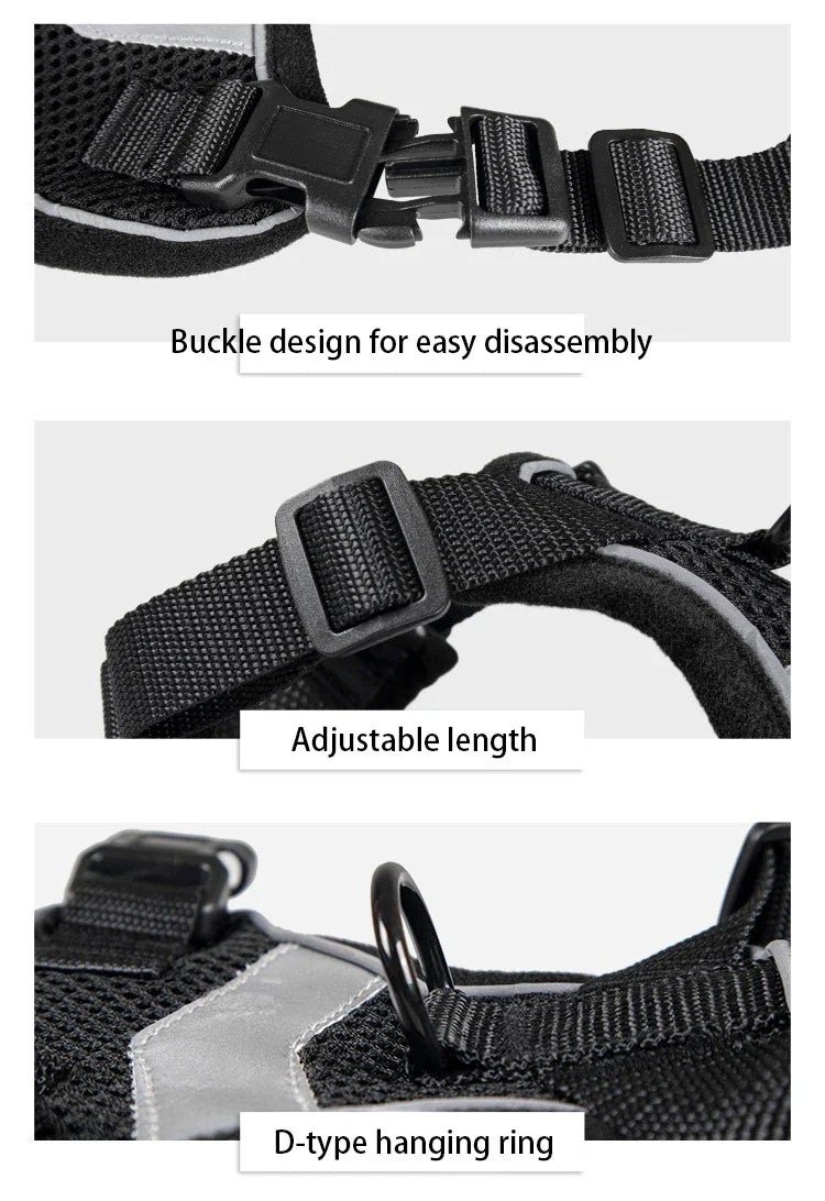 Breathable Escape-Proof Pet Harness Vest with Reflective Strips