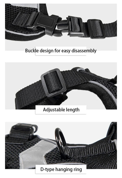 Breathable Escape-Proof Pet Harness Vest with Reflective Strips