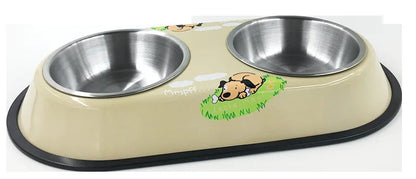 Stainless Steel Double Bowl Feeding Station for Dogs & Cats
