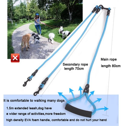 Multi-Dog Coupler Leash – Walk 2, 3 or 4 Dogs at Once