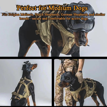 Tactical Dog Helmet with Removable Ear Guards — Adjustable Head Protection for Working Dogs & Large Breeds