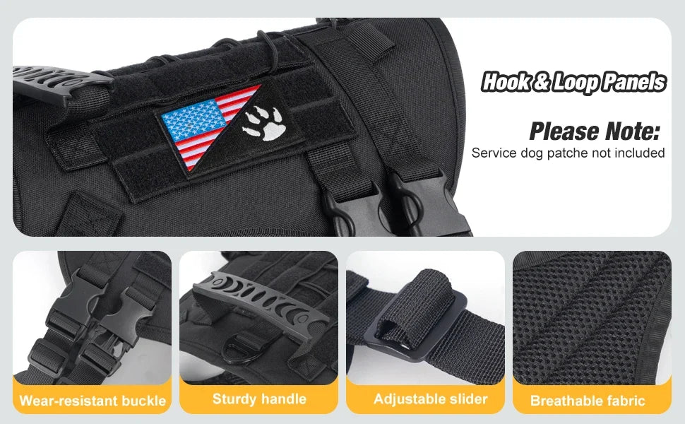 Tactical Chest Strap Dog Harness with Reinforcement Loop
