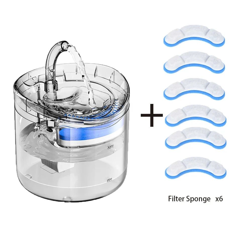 2L Motion-Sensor Pet Water Fountain with Activated Carbon Filter — USB Powered