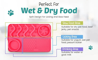 Slow Feeder Mat with Aluminium Bowl — Non-Toxic Silicone Anxiety & Boredom Relief for Dogs & Cats