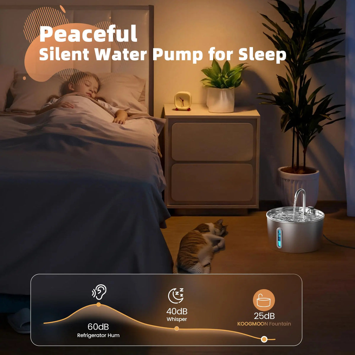 2.2L Stainless Steel Cat Water Fountain — Artesian Flow, Ultra-Quiet Pump & Filter