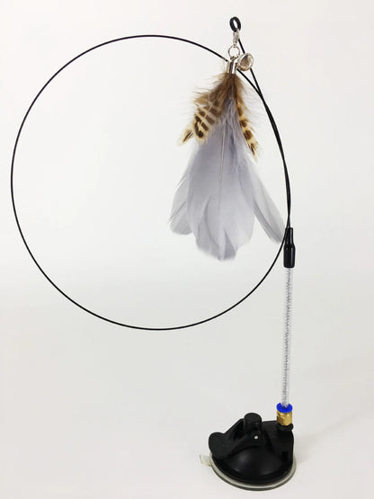Hands-Free Suction Cup Cat Toy - Interactive Feather Wand Set