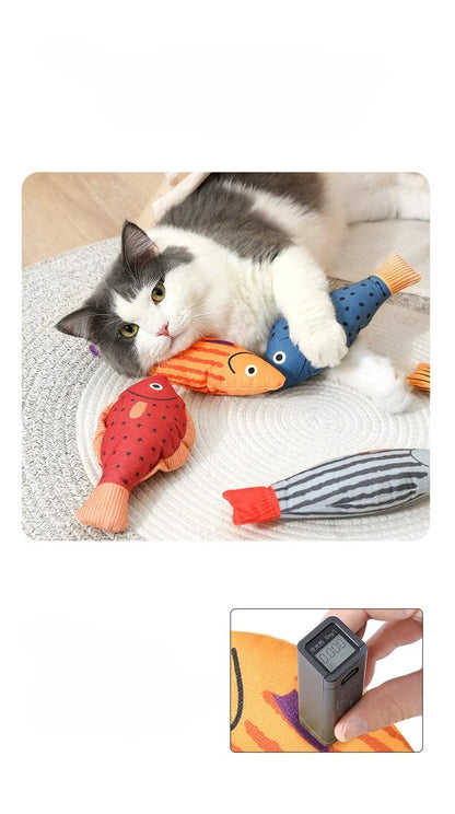 Interactive Plush Fish Cat Toy