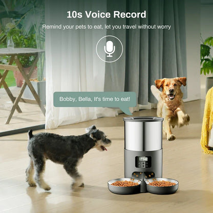 4L Automatic Pet Feeder – Stainless Steel Food Dispenser with WiFi App or Button Control