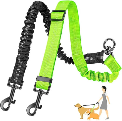 16ft Dual Dog Leash with Shock Absorbing Bungee
