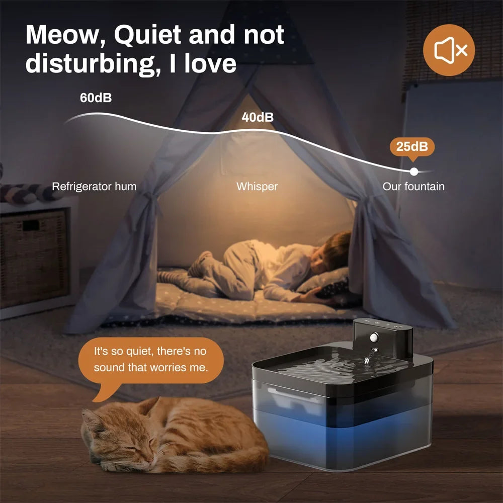 2.2L Wireless Charging Pet Drinking Fountain – Induction Cat & Dog Water Bowl with Filter