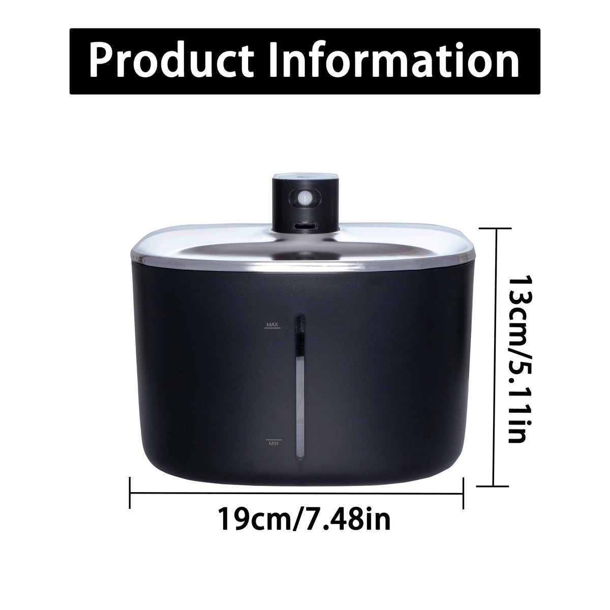 4L Stainless Steel Wireless Pet Water Fountain with Motion Sensor
