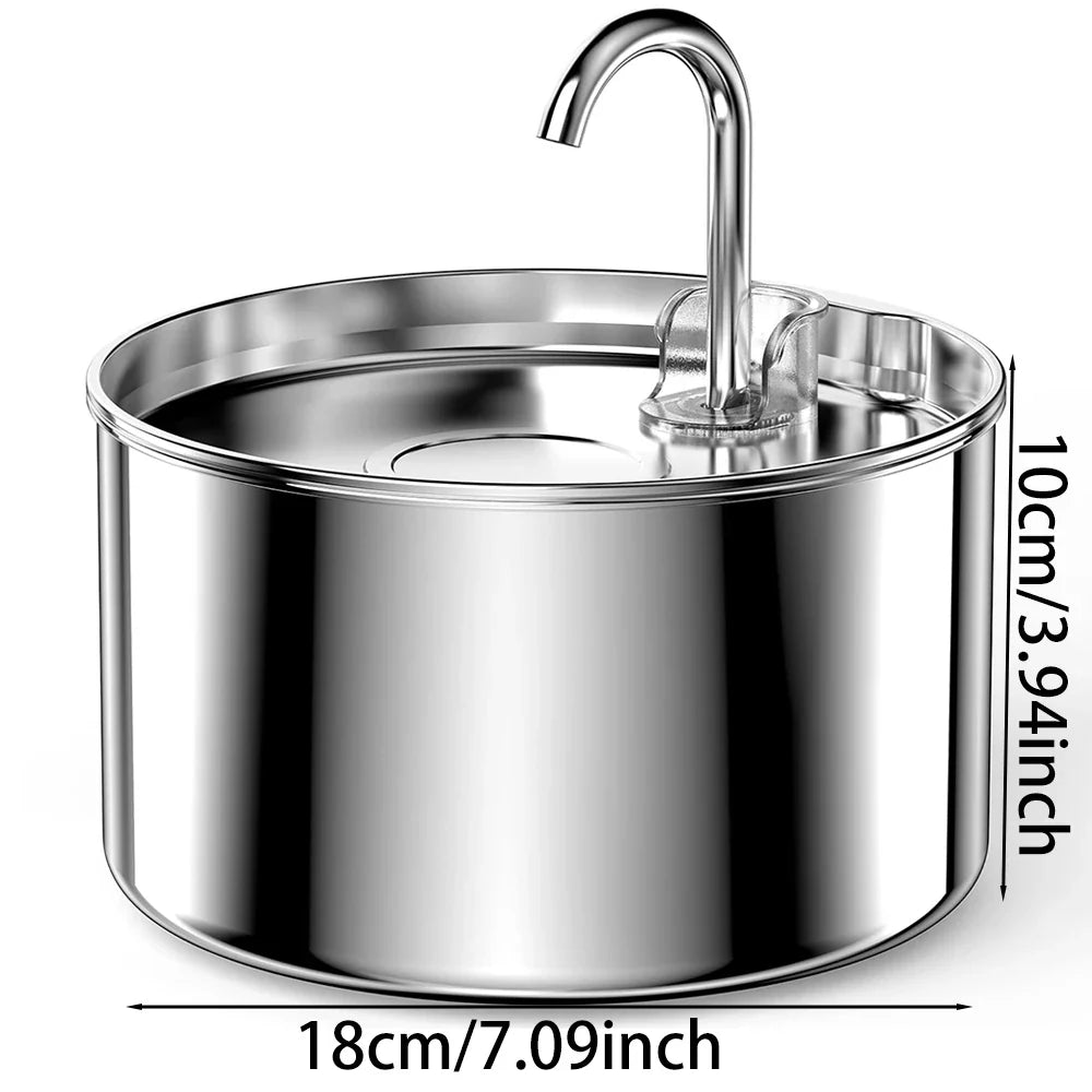 Stainless Steel Ultra-Quiet Automatic Cat Water Fountain — Easy Clean