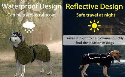 Waterproof Dog Jacket - Fleece Lined Reflective Coat for Cold Weather