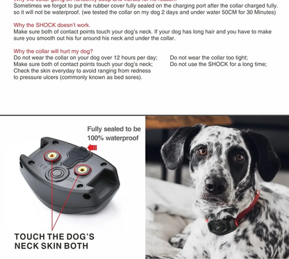 Rechargeable Dog Training Collar - IPX7 Waterproof with Remote for All Dog Sizes