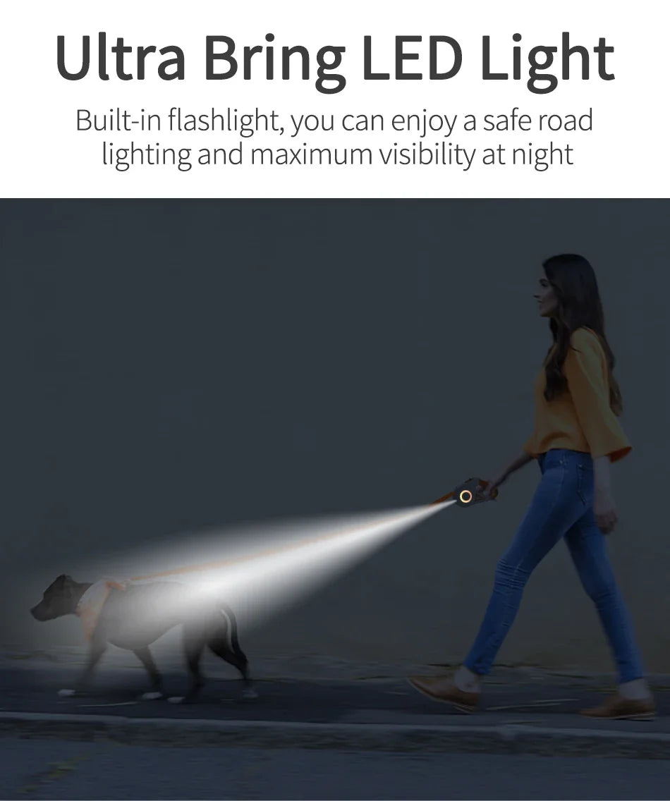 Automatic Retractable Dog Leash with LED Luminous Light for Safe Walking