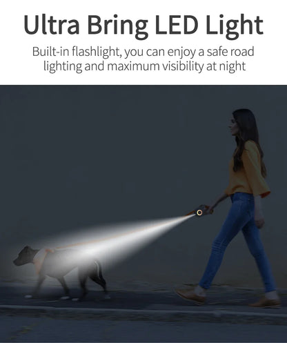 Automatic Retractable Dog Leash with LED Luminous Light for Safe Walking