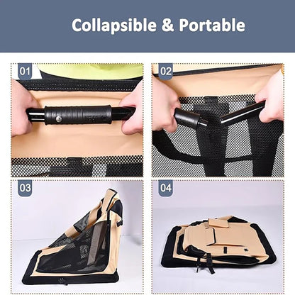 Foldable Soft Pet Crate & Travel Carrier with Mat — 3 Doors