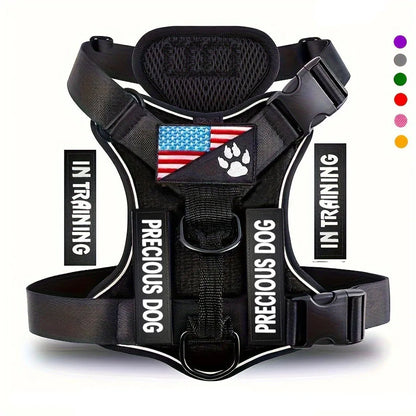 Reflective Service Dog Vest Harness with 5 Patches | Adjustable Soft Oxford Mesh Harness