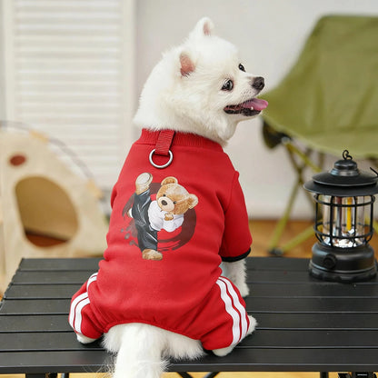 Dog Fleece Hoodie Jumpsuit | Warm Autumn Winter Sweatshirt for Puppies, Cats & Small Dogs