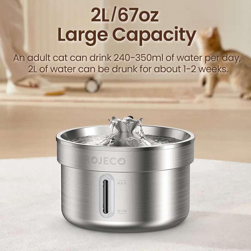 Stainless Steel Pet Water Fountain - Rechargeable Automatic Drinking Fountain for Dogs & Cats