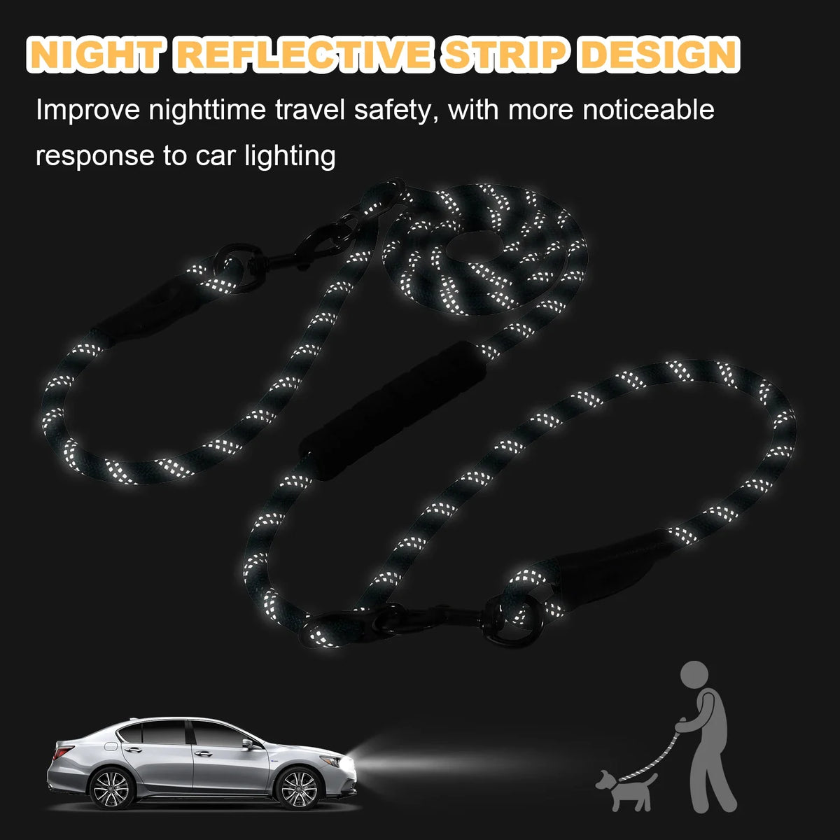 Heavy Duty Multi-Function Dog Lead with Padded Handle – 7.5ft Hands-Free