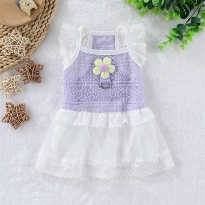 Lace Princess Dress with D-Ring for Small Dogs & Cats